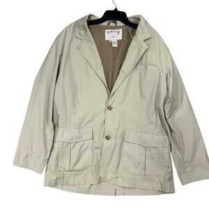 Orvis Canvas Blazer Jacket Mens 44R 2 Button‎ Safari Outdoor Beige